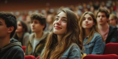 students in college auditorium photo