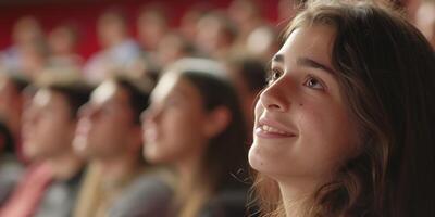 students in college auditorium photo