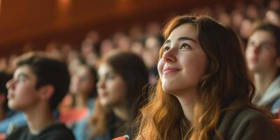 students in college auditorium photo