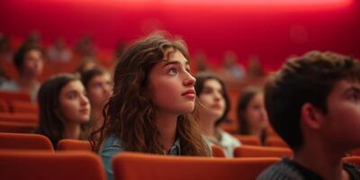 students in college auditorium photo