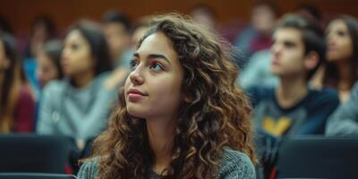 students in college auditorium photo