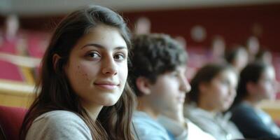 students in college auditorium photo