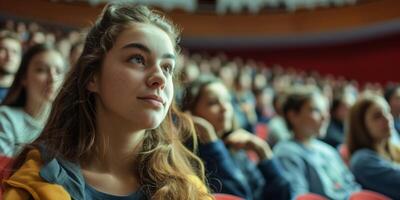 students in college auditorium photo