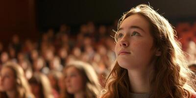 students in college auditorium photo