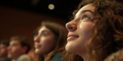 students in college auditorium photo