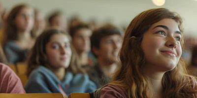 students in college auditorium photo