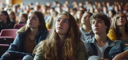 students in college auditorium photo