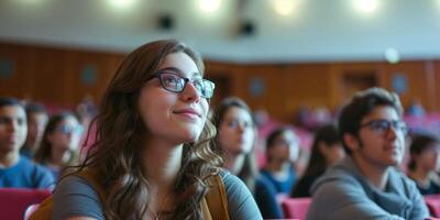 students in college auditorium photo