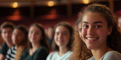 students in college auditorium photo