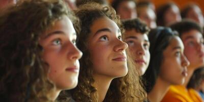 students in college auditorium photo