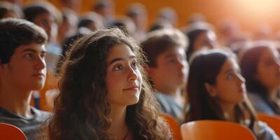 students in college auditorium photo