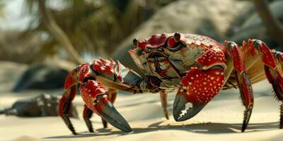 crab on the sand on the shore photo