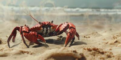 crab on the sand on the shore photo