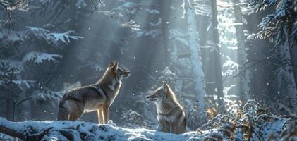 coyotes al aire libre en el salvaje foto