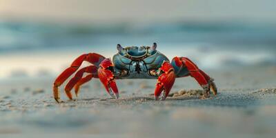 crab on the sand on the shore photo