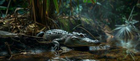 crocodile in water wildlife photo