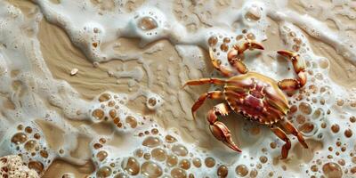 crab on the sand on the shore photo