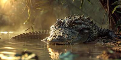 crocodile in water wildlife photo