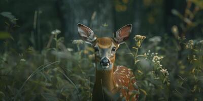 deer in the forest wildlife photo