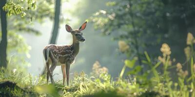 deer in the forest wildlife photo