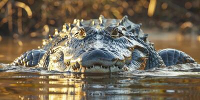 crocodile in water wildlife photo