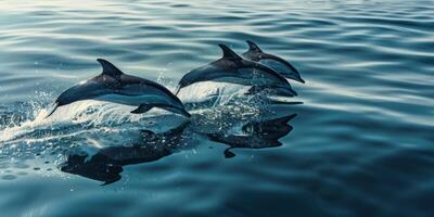 dolphins in the sea in the ocean photo