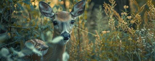 deer in the forest wildlife photo