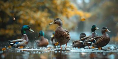 patos salvajes en la naturaleza foto