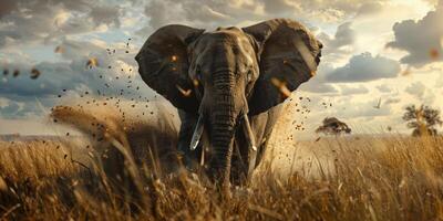 elefante en sabana fauna silvestre foto