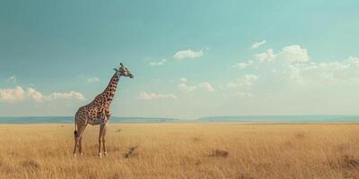 giraffe in the savannah photo