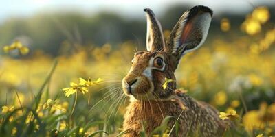 wild hare in the forest photo