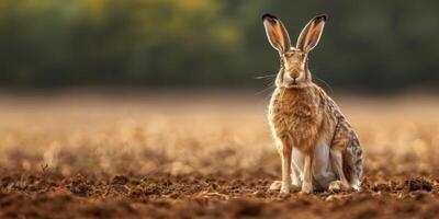 wild hare in the forest photo