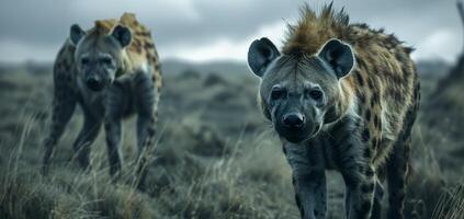 pack of hyenas in the wild photo