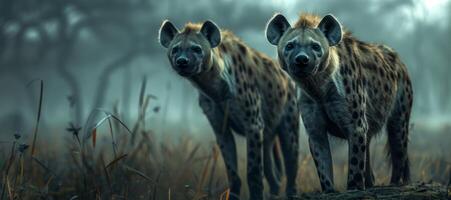 pack of hyenas in the wild photo