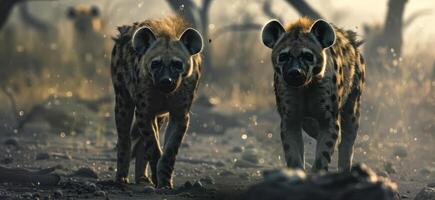 pack of hyenas in the wild photo