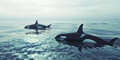 killer whales in the ocean photo