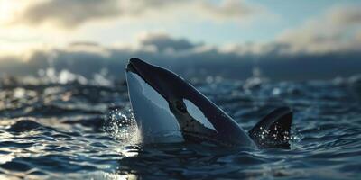 killer whales in the ocean photo