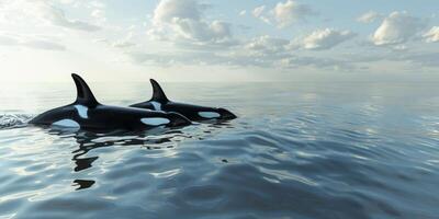 killer whales in the ocean photo