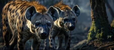 pack of hyenas in the wild photo