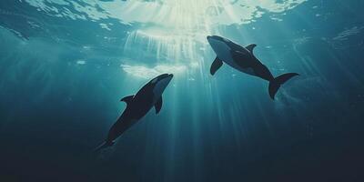 killer whales in the ocean photo