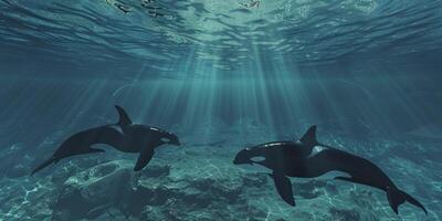 killer whales in the ocean photo