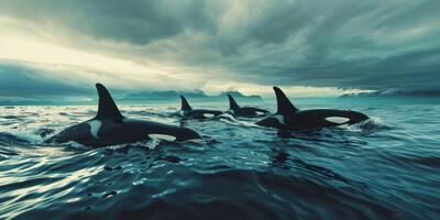 killer whales in the ocean photo