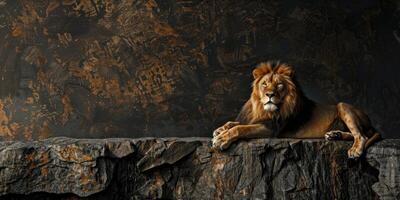 Lion on blurred background wild nature photo