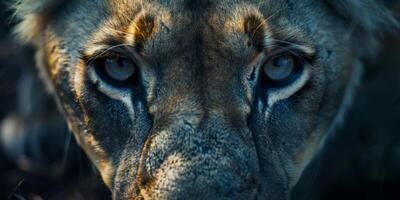 Lion on blurred background wild nature photo