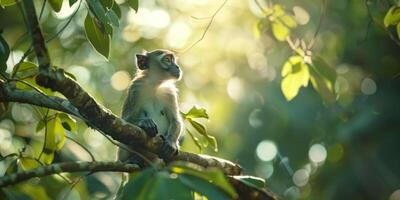 monkey in nature on a blurred background photo