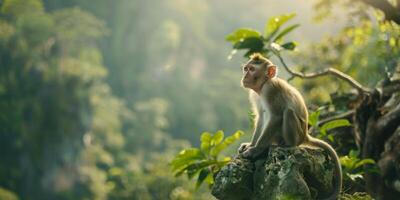 monkey in nature on a blurred background photo