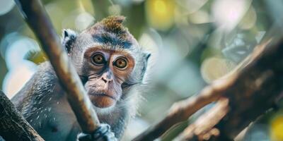 monkey in nature on a blurred background photo