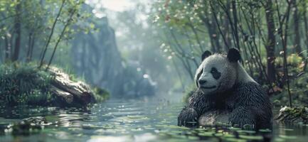 Panda in the forest wild nature photo