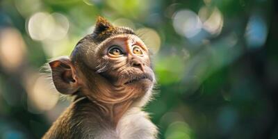 monkey in nature on a blurred background photo