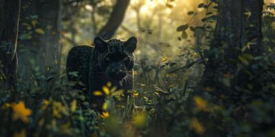 panther on blurred background wildlife photo